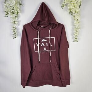 Vail Colorado Lightweight Graphic Maroon Pullover Hoodie Large Soft Cozy Unisex